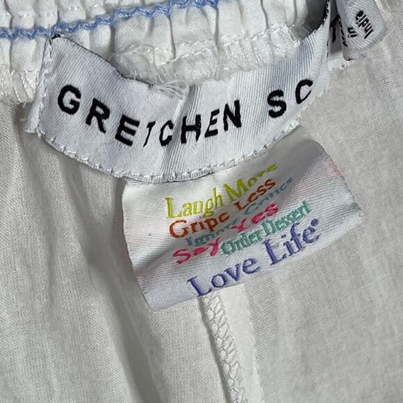 GRETCHEN SCOTT DYNASTY EMBROIDERED WHITE CROPPED PANTS SIZE S - Picture 7 of 8